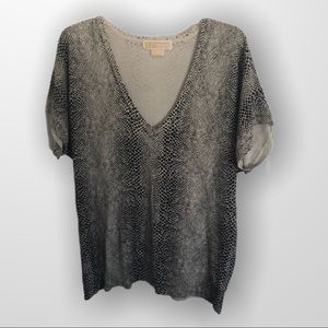 MICHAEL Animal Print V-Neck Top